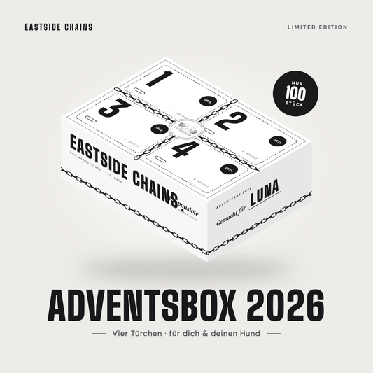 Eastside Chains Adventsbox 2026 – weiße Box mit vier Türchen, limitiert auf 100 Stück
