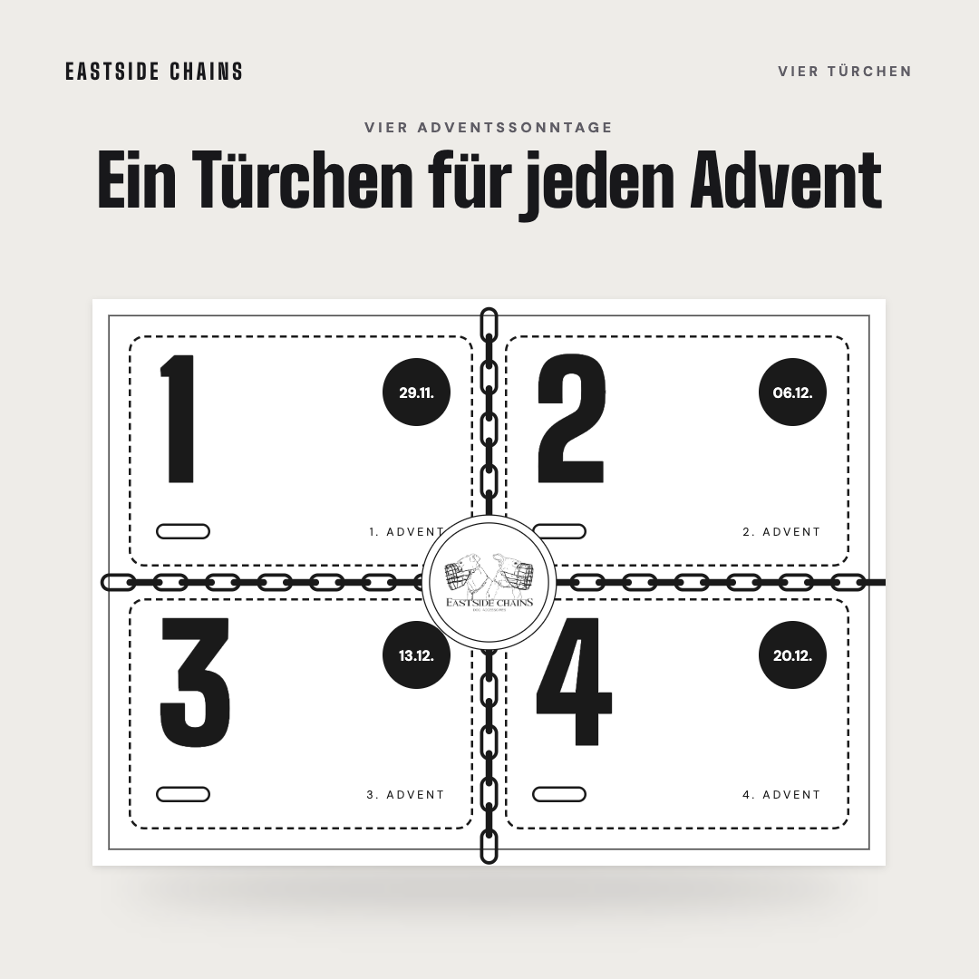 Deckel der Adventsbox mit vier Türchen für die Adventssonntage 29.11., 06.12., 13.12. und 20.12.