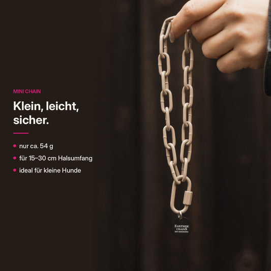 Mini Chain in der Hand – klein, leicht, sicher: ca. 54 g, für 15–30 cm Halsumfang